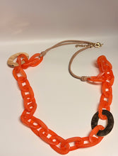 Load image into Gallery viewer, Long Orange Resin Chain Link &amp; Rope Necklace
