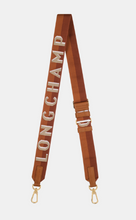 Load image into Gallery viewer, Shoulder strap in two shades of brown with LONGCHAMP written in tan
