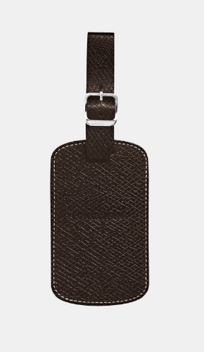 Longchamp Boxford Luggage Tag in dark brown Mocha leather