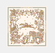 cream color Longchamp Forêt Longchamp Silk Scarf