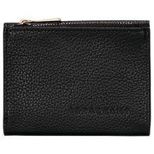Load image into Gallery viewer, lack leather wallet with gold zipper
