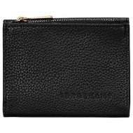 lack leather wallet with gold zipper