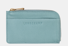 Load image into Gallery viewer, Longchamp Le Foulonne Zip Card Holder in [ale blue 
