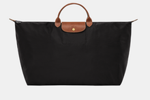 Load image into Gallery viewer, Longchamp Le Pliage Original X-Large Travel Bag in black with brown leather trimming
