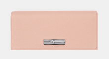 Load image into Gallery viewer, Le Roseau Long Continental Wallet in pale pink with silver color metallic hardware 
