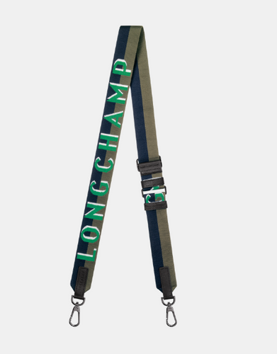 Shoulder strap with LONGCHAMP written in green