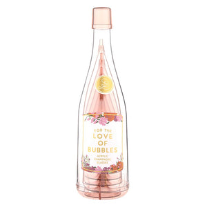 Acrylic Champagne Bottle Set - 5 Stackable Glasses - Love of Bubbles