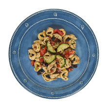 Load image into Gallery viewer, Juliska Berry &amp; Thread Melamine Dinner Plate in ocean with pasta salad
