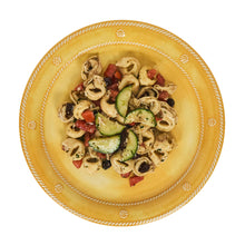 Load image into Gallery viewer, Juliska Berry &amp; Thread Melamine Dinner Plate in sunshine with pasta salad
