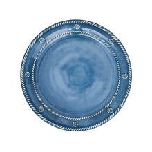 Load image into Gallery viewer, Ocean blue Juliska Berry &amp; Thread Melamine Dessert/Salad Plate showing berry and thread design along the rim
