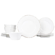 Vietri Melamine Lastra Twelve-Piece Place Setting - White