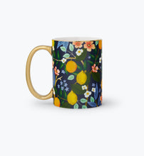 Load image into Gallery viewer, Rifle Paper Citrus Grove Porcelain Mug with gold handle 
