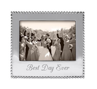 silver colored frame with Best day ever engraved on it