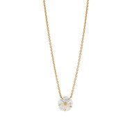 gold chain necklace with mother of pearl flower shaped pendant 