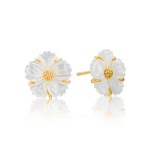 Load image into Gallery viewer, mother of pearl flower shaped earrings with post back 
