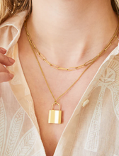 Load image into Gallery viewer, Mini Padlock Locket Necklace 18&quot; Gold
