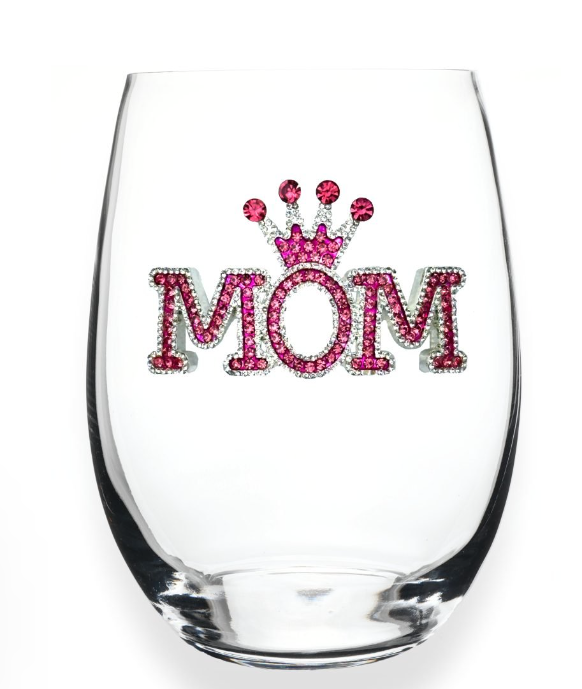 Mom Jeweled Stemless Glass