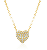 Multicut Pave Heart Necklace Finished in Gold