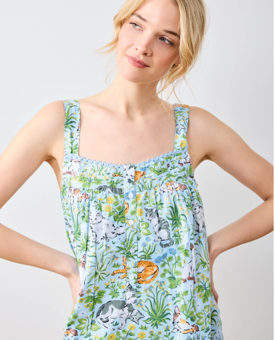 Must Love Cats - Back To Bed Night Gown - Cornflow