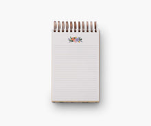 Load image into Gallery viewer, Rifle Paper Desktop Spiral Notepad - Wildwood open to show lined paper
