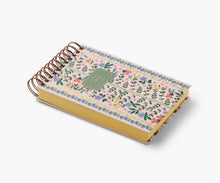 Load image into Gallery viewer, Rifle Paper Desktop Spiral Notepad - Wildwood side view to show yellow edged paper
