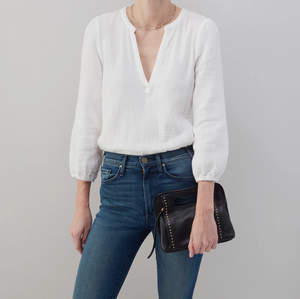 Ace Clutch in Pebbled Leather - Black