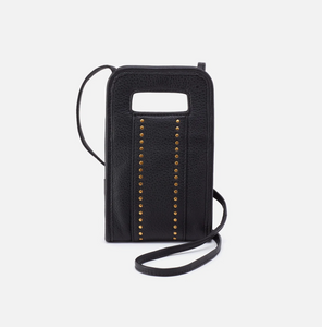Ace Phone Crossbody in Pebbled Leather - Black