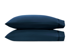 Load image into Gallery viewer, two pillows with Matouk Nocturne Pillow Cases in navy blue

