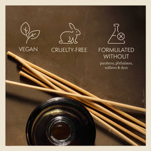 Load image into Gallery viewer, diffuser with text reads vegan cruelty free formulated without parabens phthalates sulfates &amp; dyes
