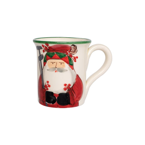 Vietri Old St. Nick Mug  with Santa holding golf clubs