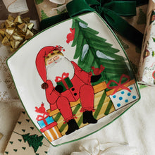 Load image into Gallery viewer, Vietri Old St. Nick 2026 Limited Edition Square Platter with wrapped gifts
