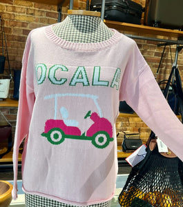 Ocala Golfcart Crewneck Sweater - Light Pink