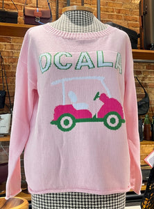 Ocala Golfcart Crewneck Sweater - Light Pink