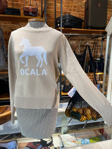 Ocala Horse Crewneck Sweater - Oatmeal w/ White