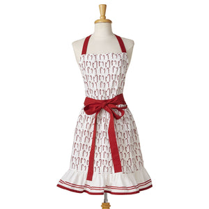 Oh What Fun Candy Cane Frill Apron - Red