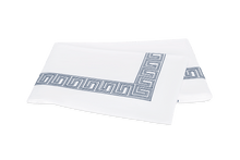 Load image into Gallery viewer, Matouk Ophelia flat sheet with indigo accents 
