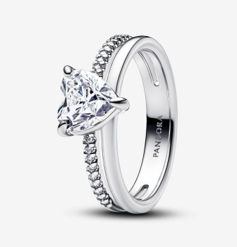 PANDORA Double Band Heart Ring - Silver