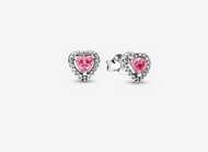 PANDORA Elevated Pink Heart Stud Earrings