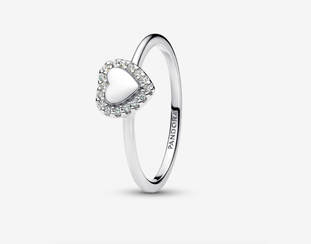 PANDORA Engravable Heart Halo Ring - Silver