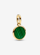 Load image into Gallery viewer, PANDORA Green Engravable Mini Medallion Charm - 14k Gold

