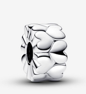 PANDORA Heart Pattern Clip Charm - Silver