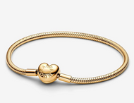 PANDORA Moments Heart Clasp Snake Chain Bracelet - Gold