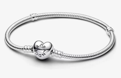 PANDORA Moments Heart Clasp Snake Chain Bracelet - Silver