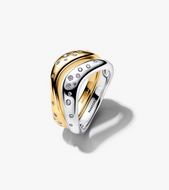 PANDORA Organically Shaped Two-Tone Stacking Rings