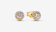 PANDORA Round Pavé Halo Stud Earrings - Gold