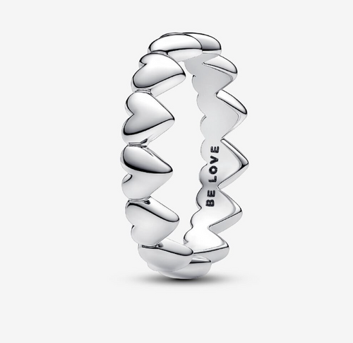 PANDORA Row of Hearts Ring - Silver