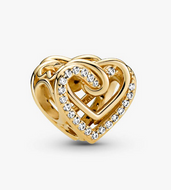 PANDORA Sparkling Entwined Hearts Charm - 14K Gold Plated