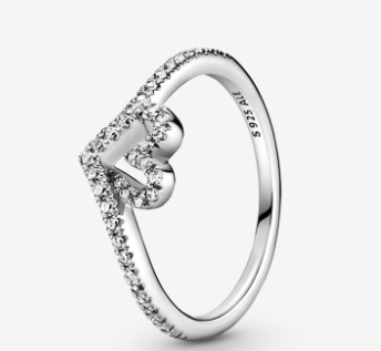 PANDORA Sparkling Wishbone Heart Ring - Silver