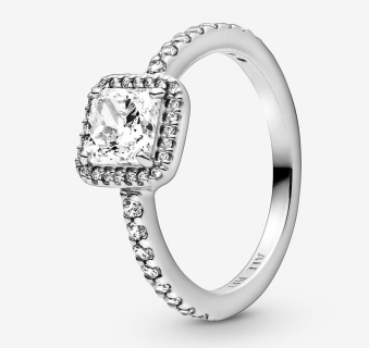 PANDORA Square Sparkle Halo Ring - Silver
