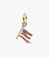 Load image into Gallery viewer, PANDORA USA Flag Dangle Charm - 14k Gold Plated
